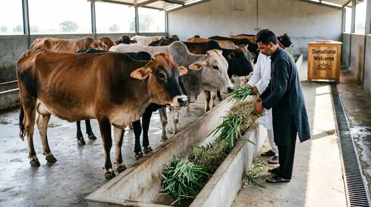 Supporting Cows Through Gaushala Donations — cows in a well-maintained shelter