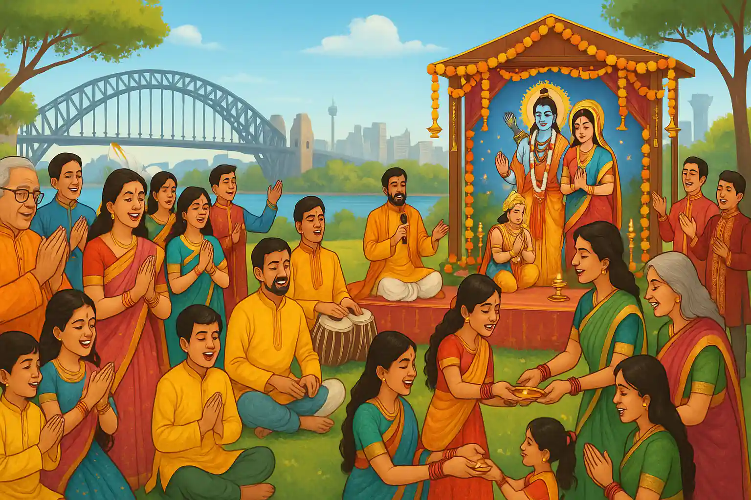 Ram Katha by Aniruddhacharya Ji in USA Devotees attending Ram Katha in USA
